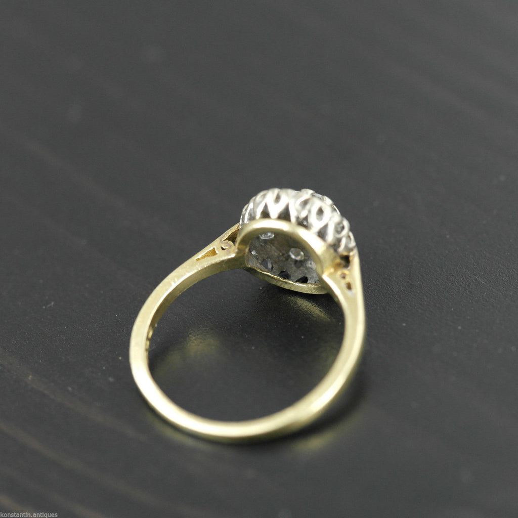 Vintage 18ct gold ring with brilliant cut diamonds cluster London