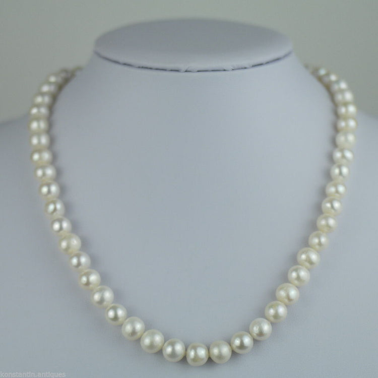Süßwasserperlen-Halskette mit Perlenverschluss aus Sterlingsilber 