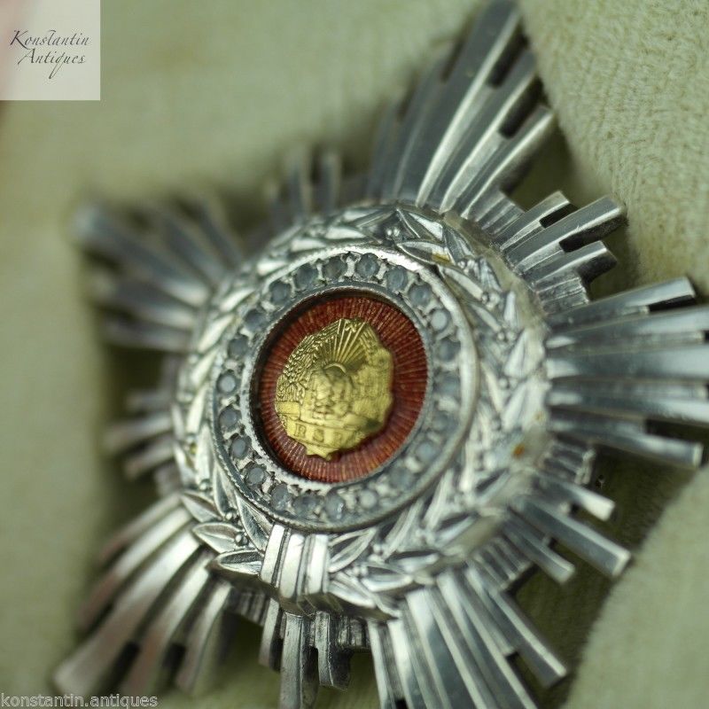 Vintage 1960s esmalte plata maciza orden estrella 22 talla brillante CZ clase III RSR