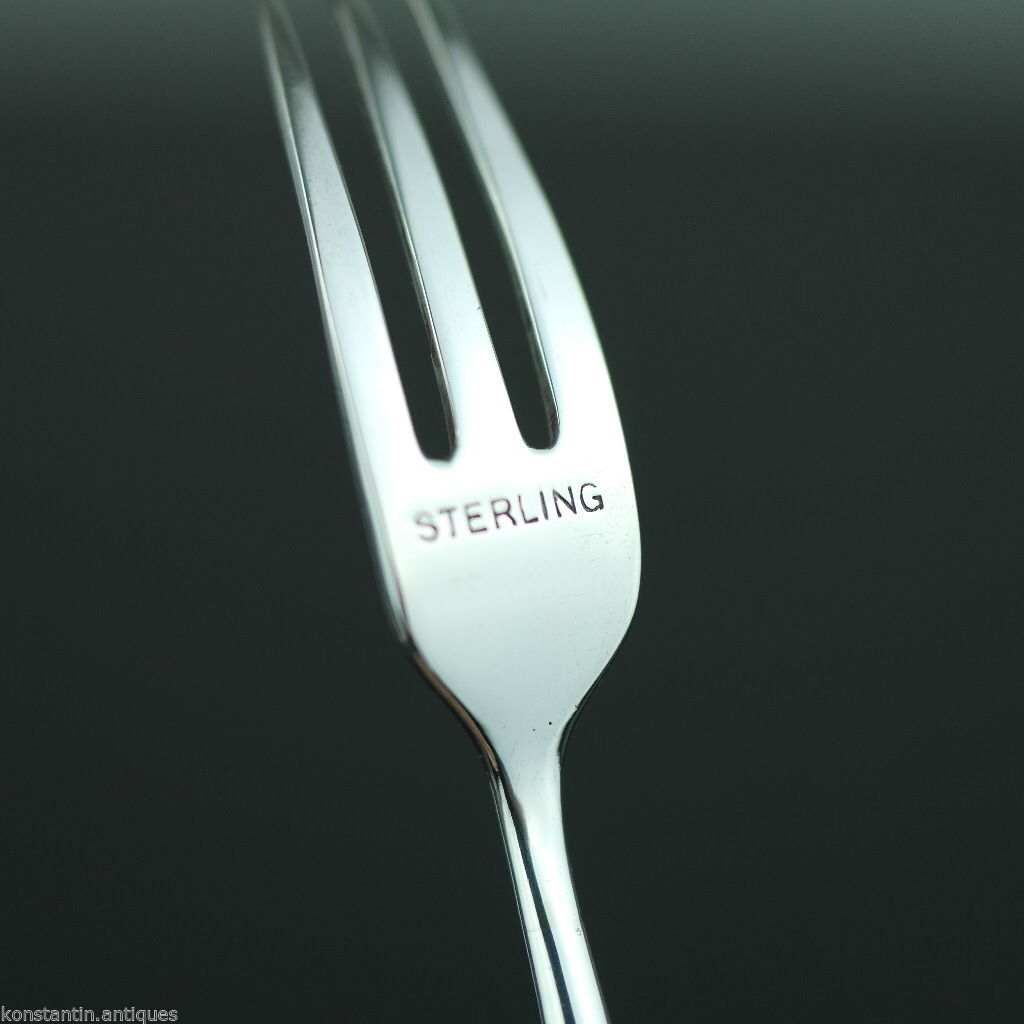 Antique 1900 sterling silver fork with green Jade Nephrite handle