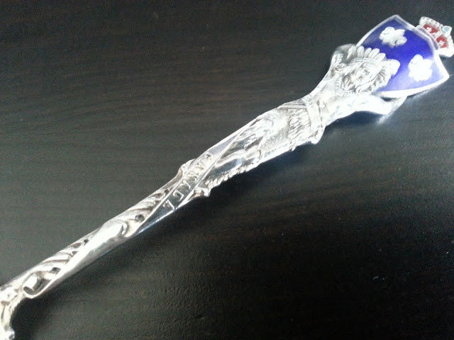 Antique enamel sterling silver spoon Canada Montreal