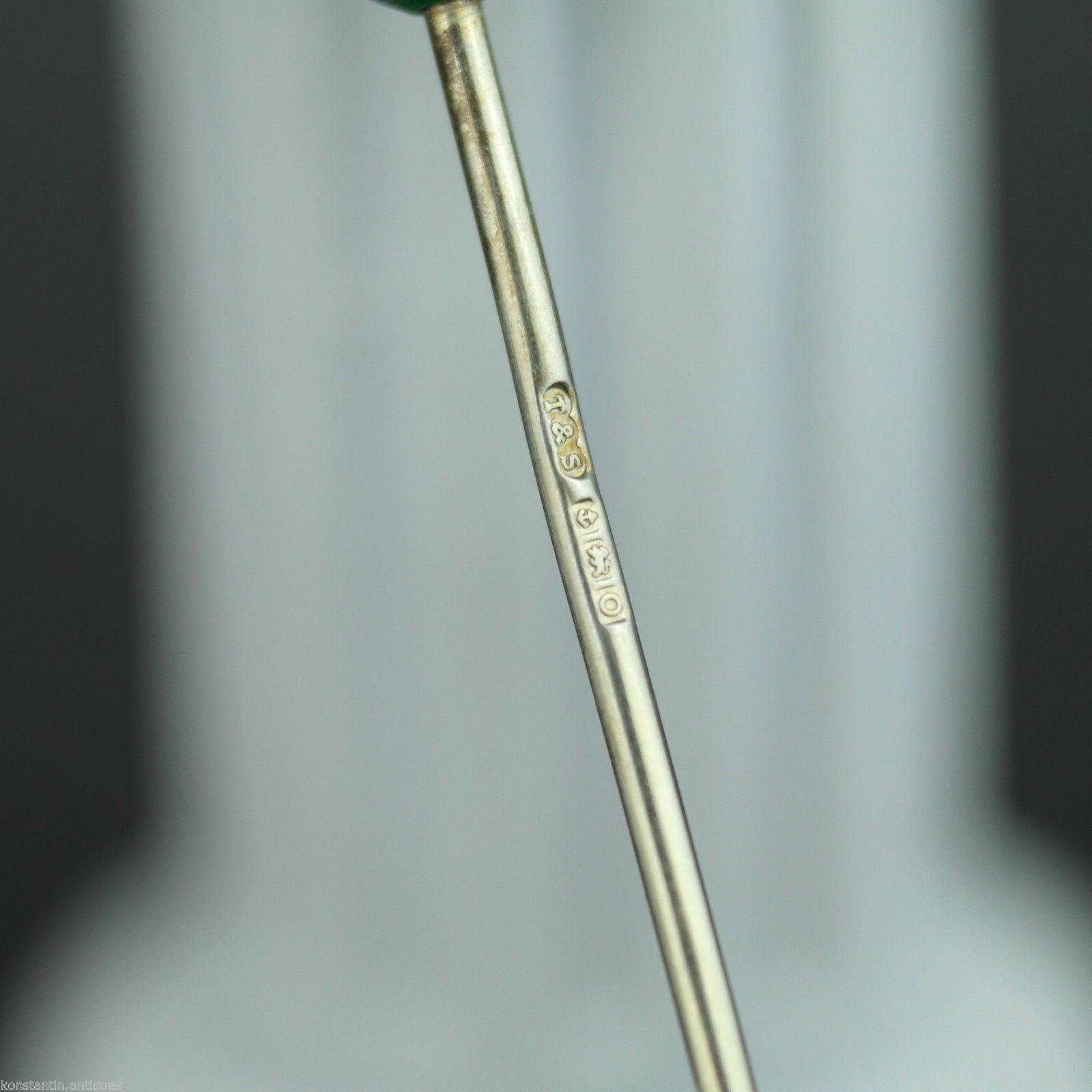 Antique set of ten c. 1913 enamel sterling silver spoons