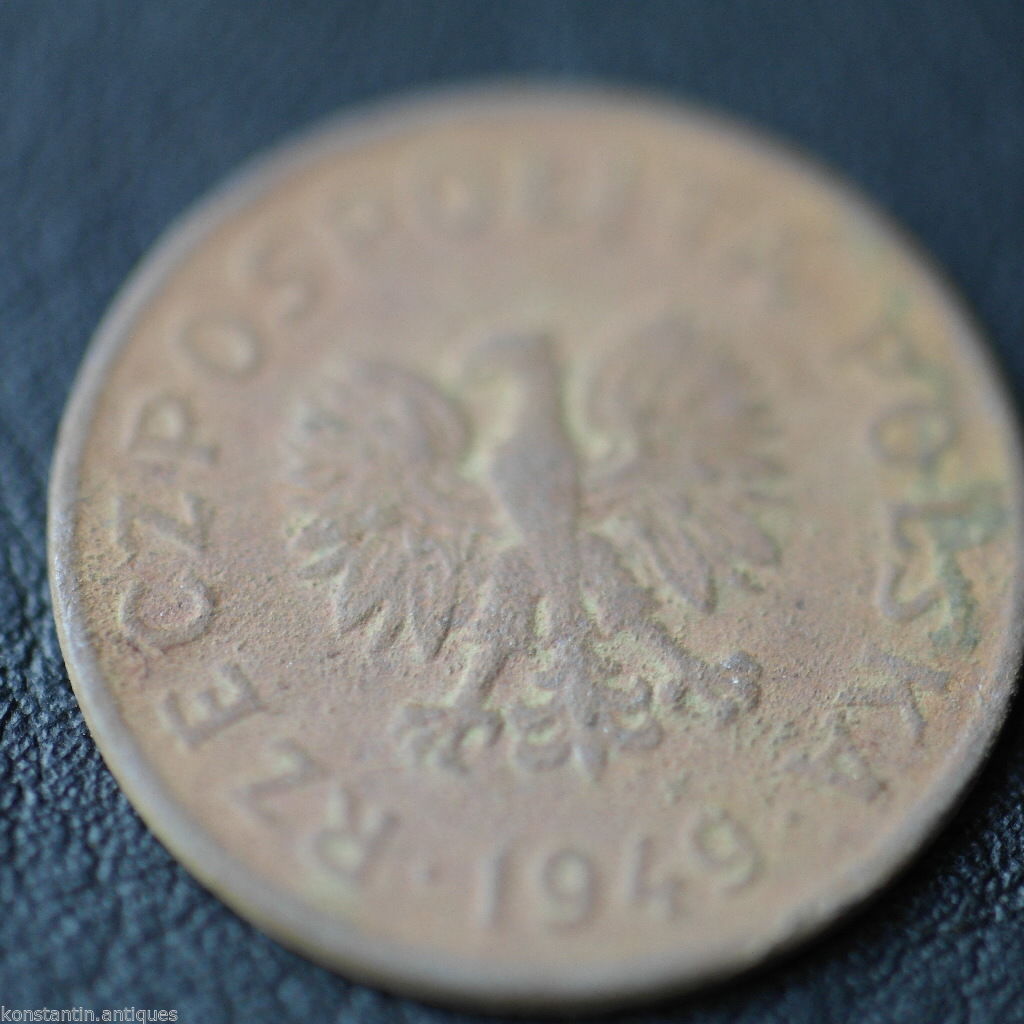 Vintage 1949 moneda 20 grosze Presidente Bolesław Bierut de la República de Polonia