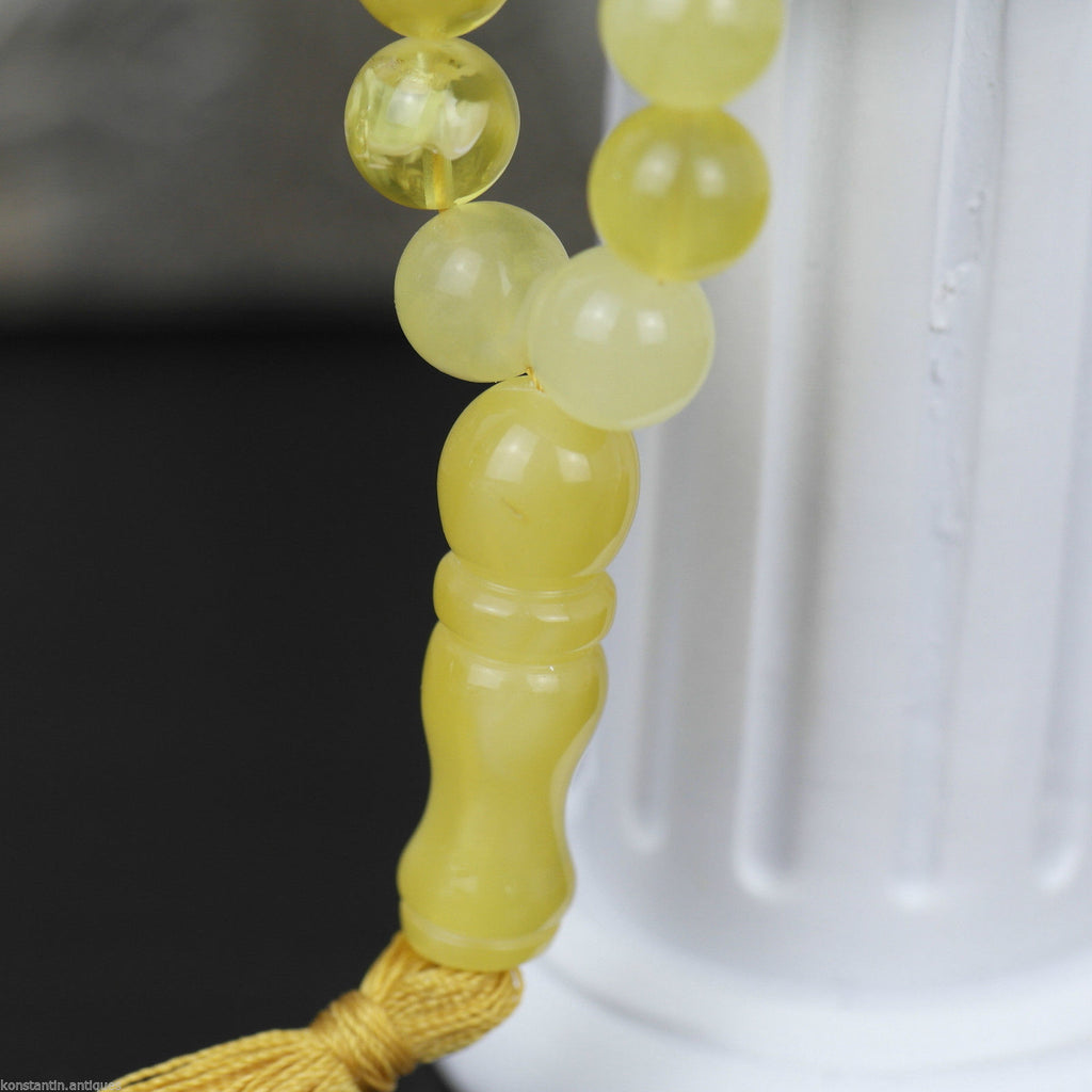 Genuine Baltic Amber beads 9mm Islam Tasbih Rosary White Cloudy yolk
