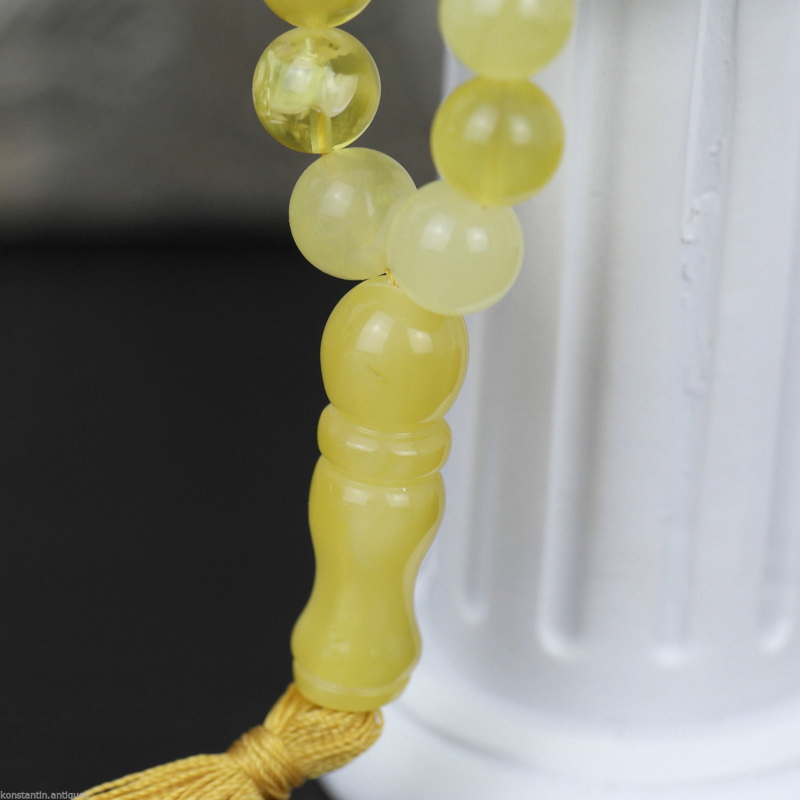 Cuentas genuinas de ámbar báltico 9 mm Islam Tasbih Rosario blanco yema nublada