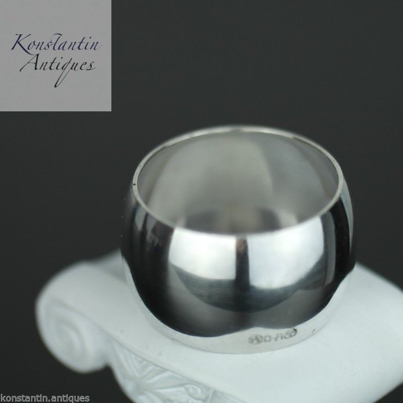Antique solid silver napkin ring Norway David Andersen 830 S inscription LORNA