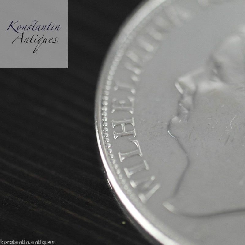 Vintage 1937 silver coin 2.5 Gulden Queen Wilhelmina of the Netherlands 20thC