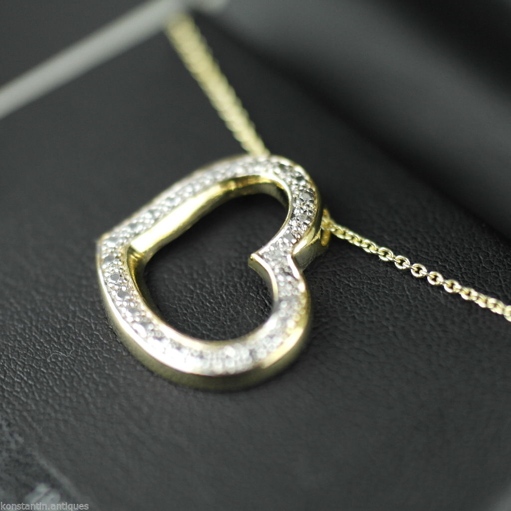 Sterling silver 18ct Gold over Heart pendant with diamonds on chain