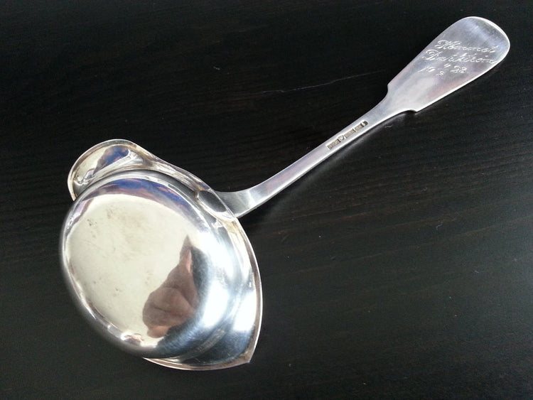 Antique 1923 gold plated solid silver ladle toddy sauce Finland