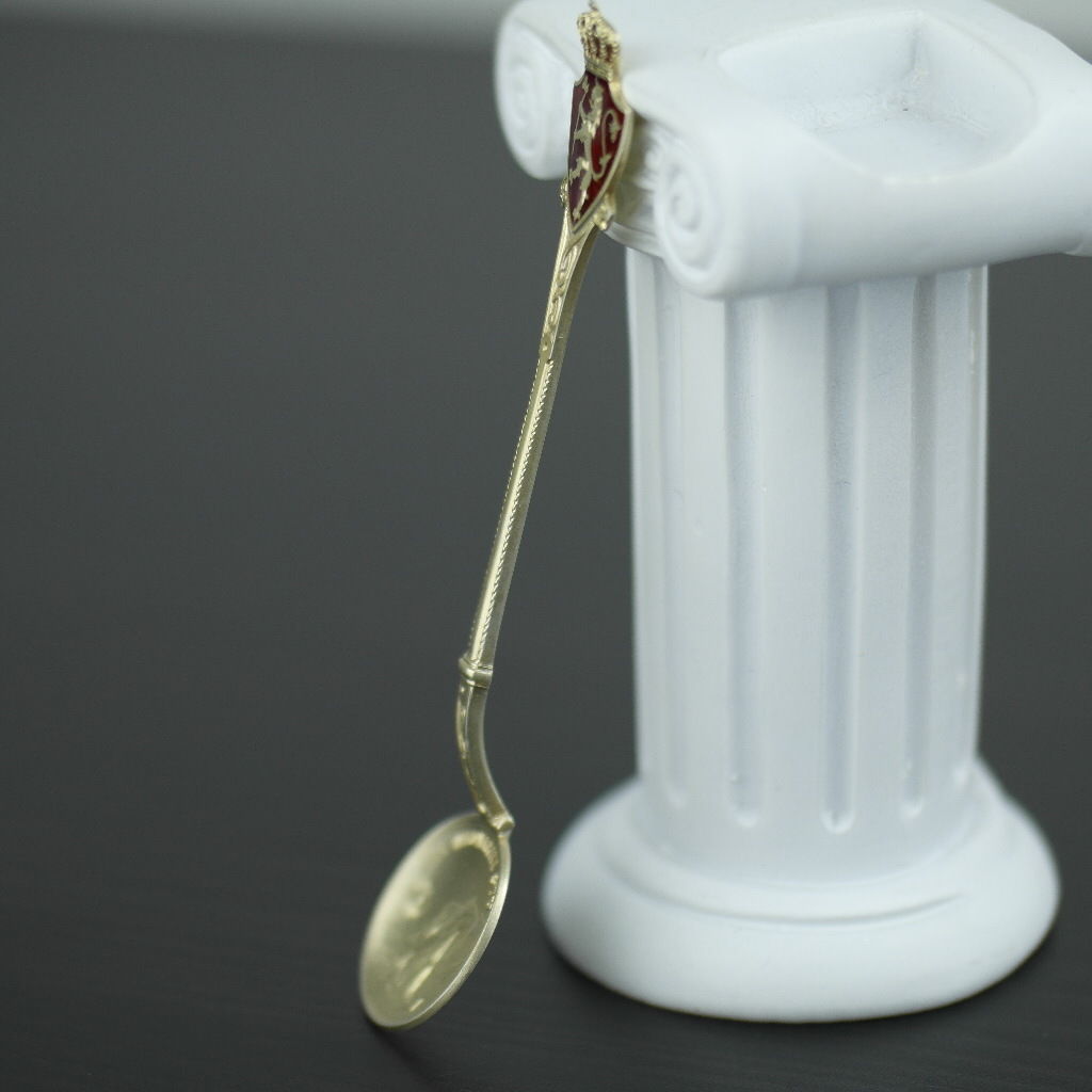 Antique sterling silver gold plated enamel spoon Norway David Andersen