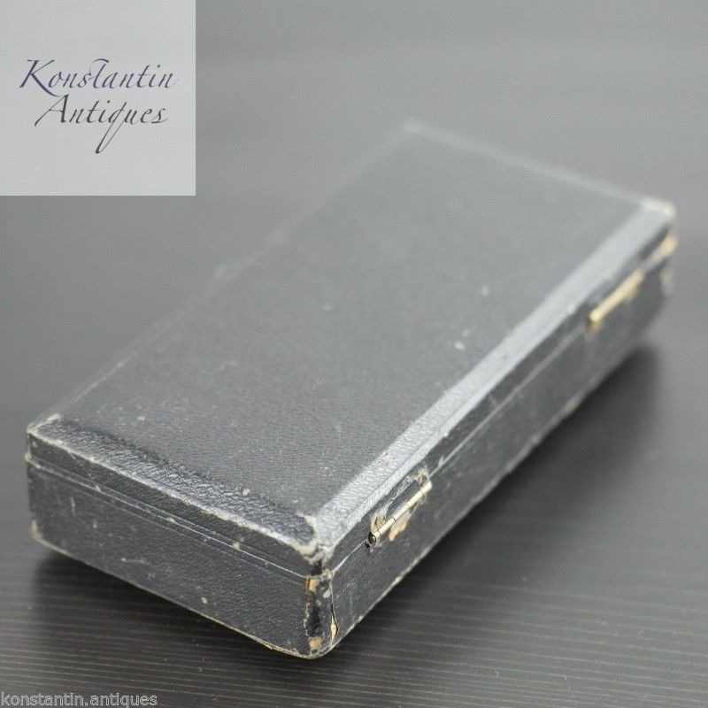 Caja negra antigua para cuencos y cucharas de mostaza o sal Imperio Británico