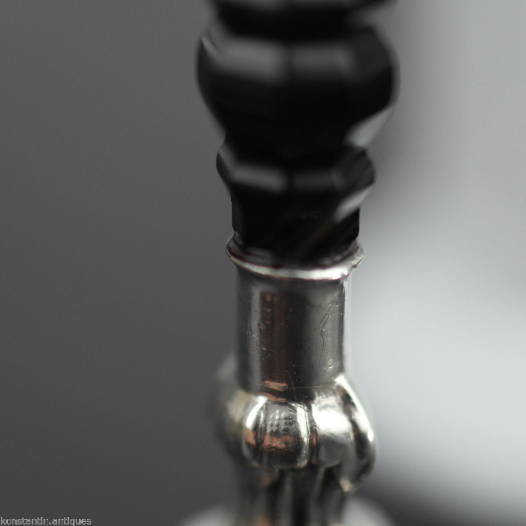 Antiguo sello de cera con mango de ágata natural de plata maciza del siglo XVIII M 