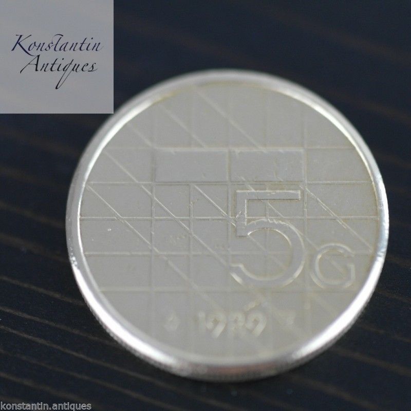 Moderne 1989-Münze 5 Gulden Königin Beatrix der Niederlande 5G ONS GOD ZIJ MET