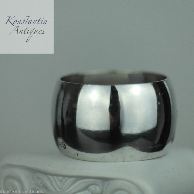 Antique solid silver napkin ring Norway David Andersen 830 S inscription LORNA