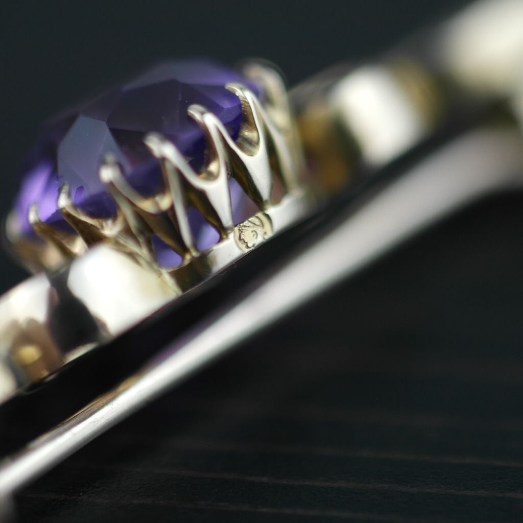 Antique 4.30ct Siberian Amethyst 14ct gold pin brooch 56 Russian Empire