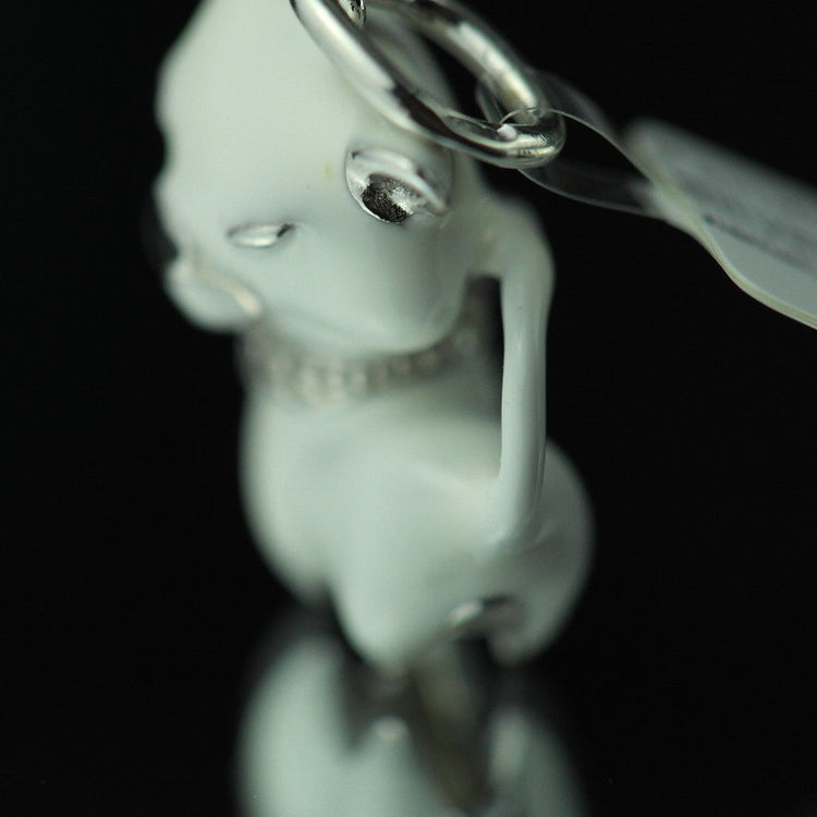 Sterling silver pendant white Enamel Cat with incrusted collar band