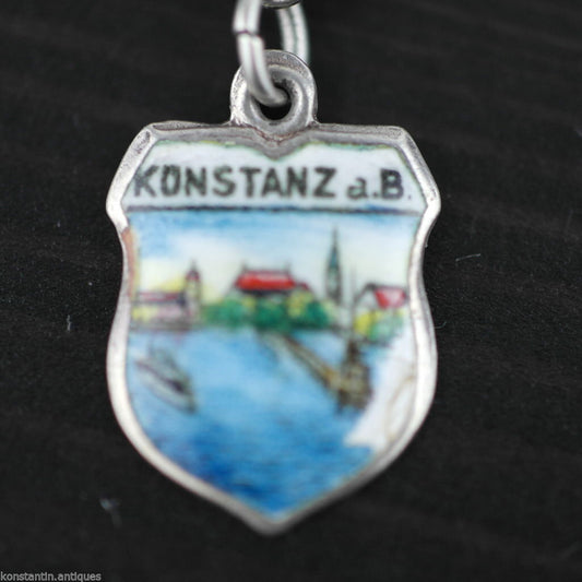 Vintage Konstanz a.B. enamel 800 REU silver charm pendant