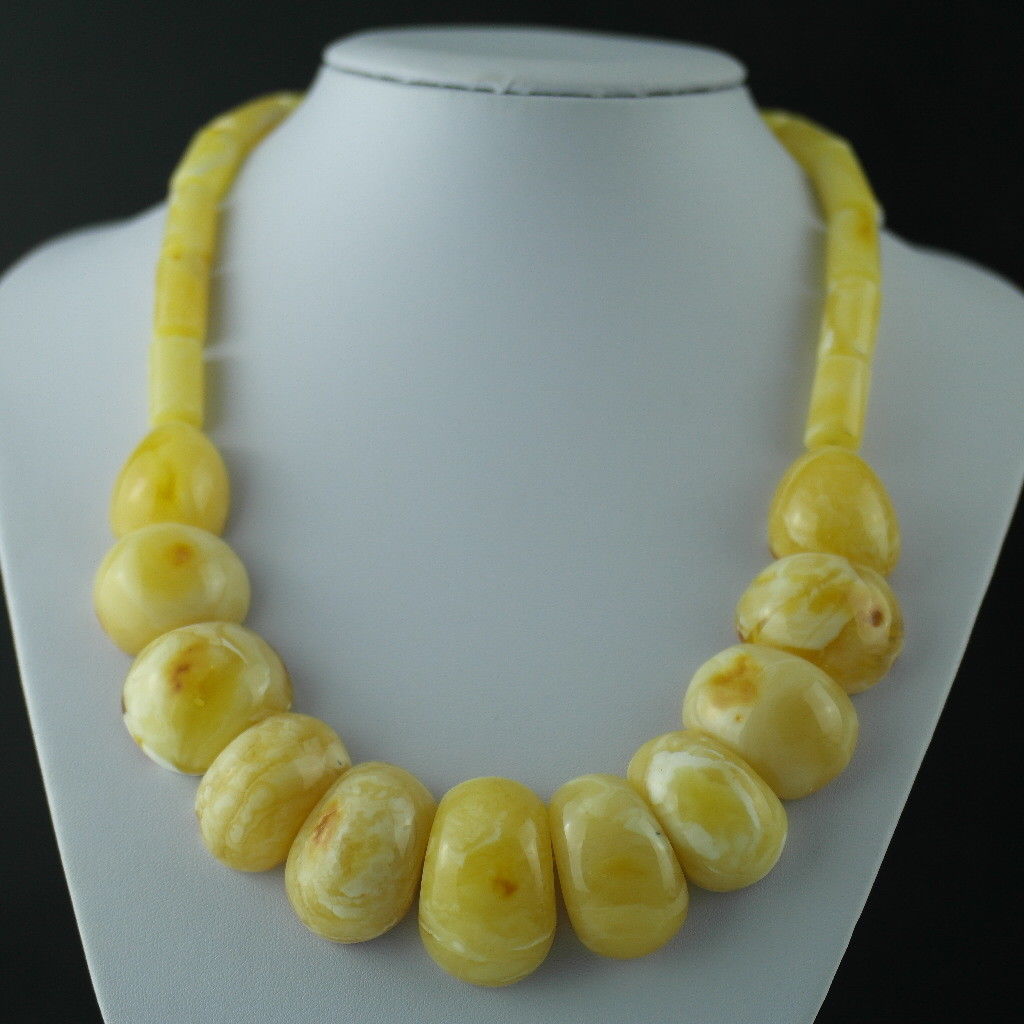 Elegant German Genuine Amber half beads necklace