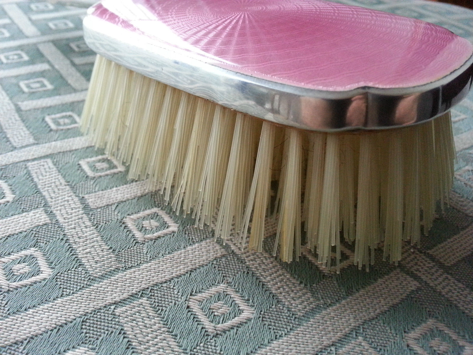 Vintage 1946 sterling silver guilloche enamel solid brush Daniel Manufacturing