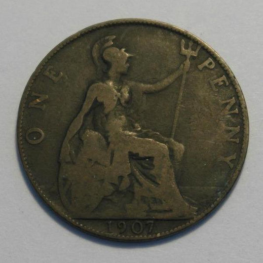 Antike 1-Penny-Münze von 1907 EDWARDS VII. Britisches Empire