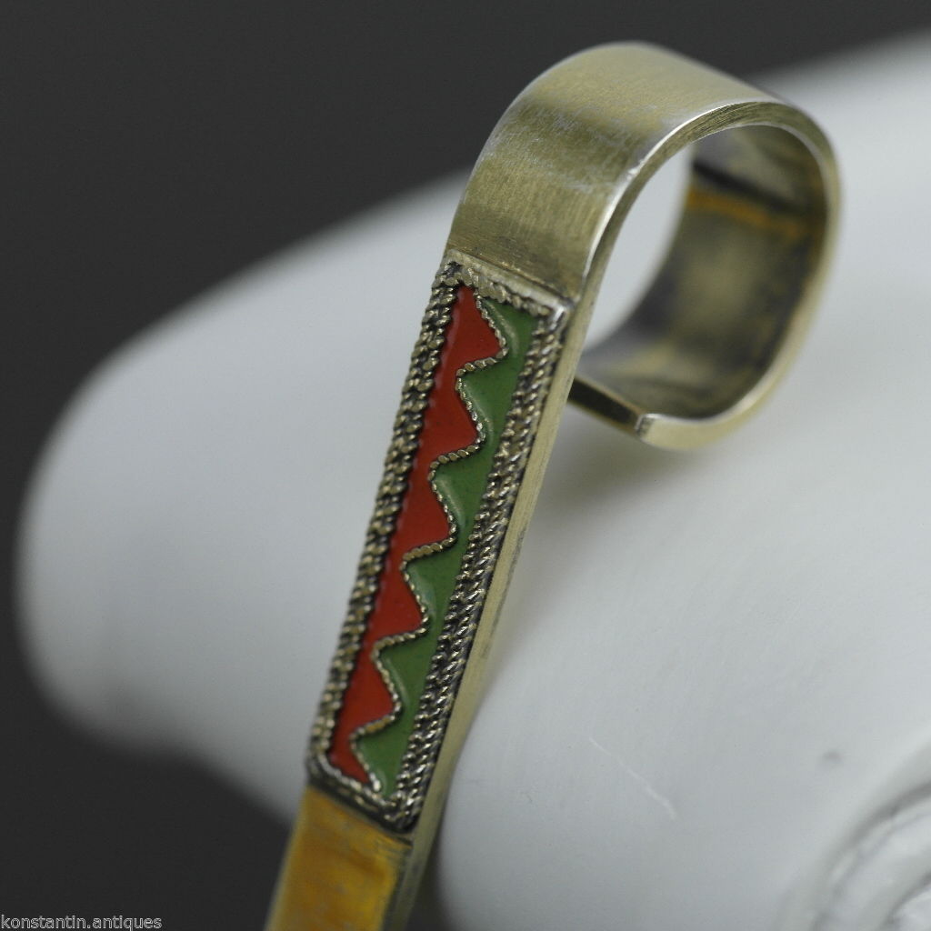 Vintage 916 sterling silver enamel gilt tea strainer Russian Leningrad