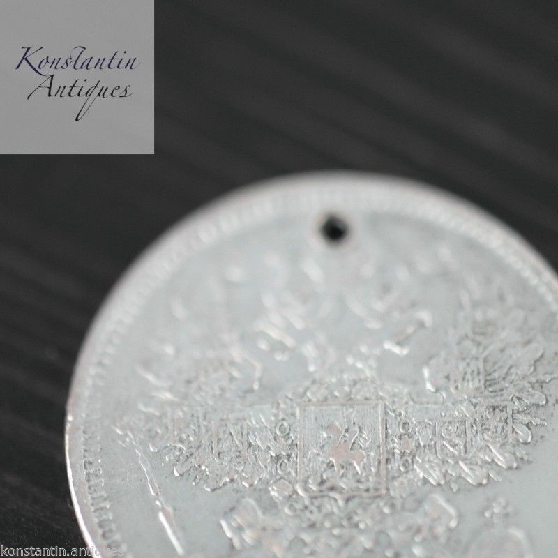 Antike 1871-Münze aus massivem Silber, 20 Kopeken, Kaiser Alexander II. des Russischen Reiches, 19. Jh