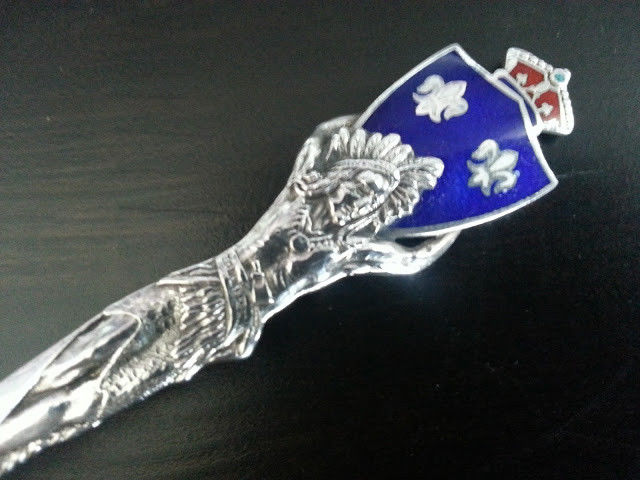 Antique enamel sterling silver spoon Canada Montreal