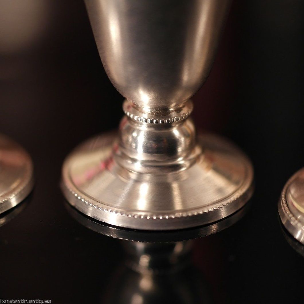 Vintage Russian solid silver gild Cups set of 4 Liqueur Vodka РЮ5 875 USSR