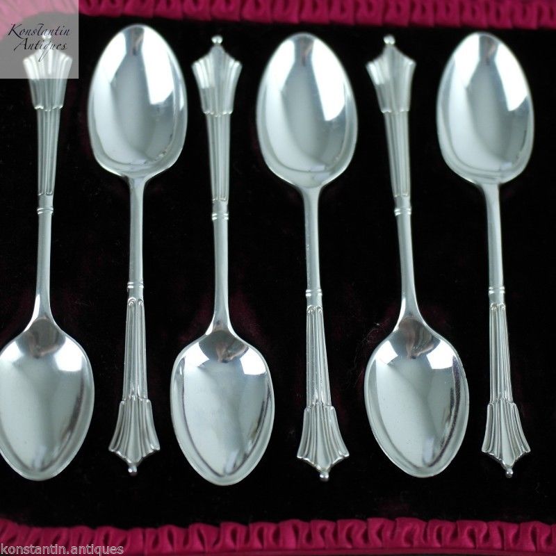 Cucharas de té antiguas de plata de ley de 1905 set 12+ pinzas Sheffield Atkin Brothers