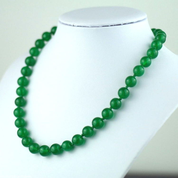 Stylish green crystal beads necklace gold plated clasp