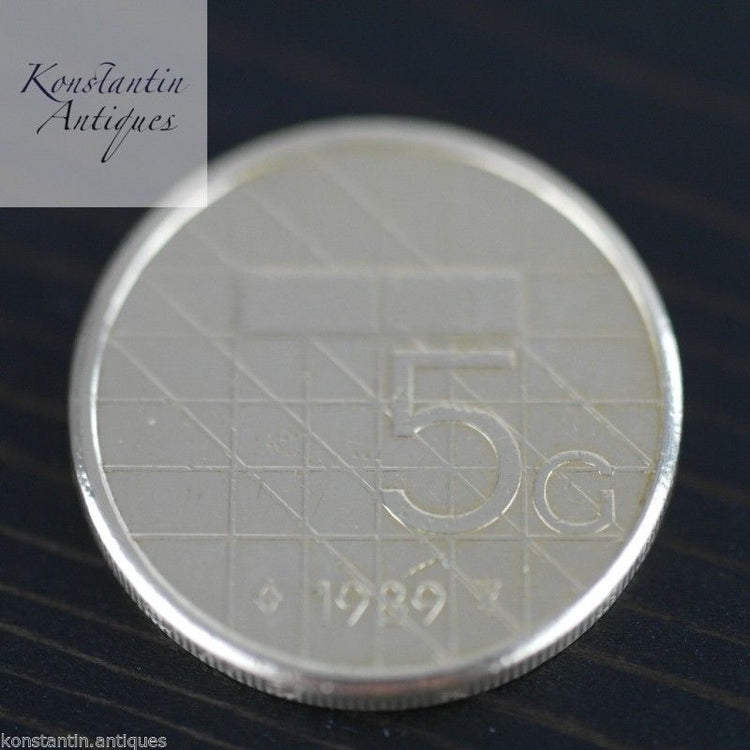 Modern 1989 coin 5 Gulden Queen Beatrix of the Netherlands 5G ONS GOD ZIJ MET