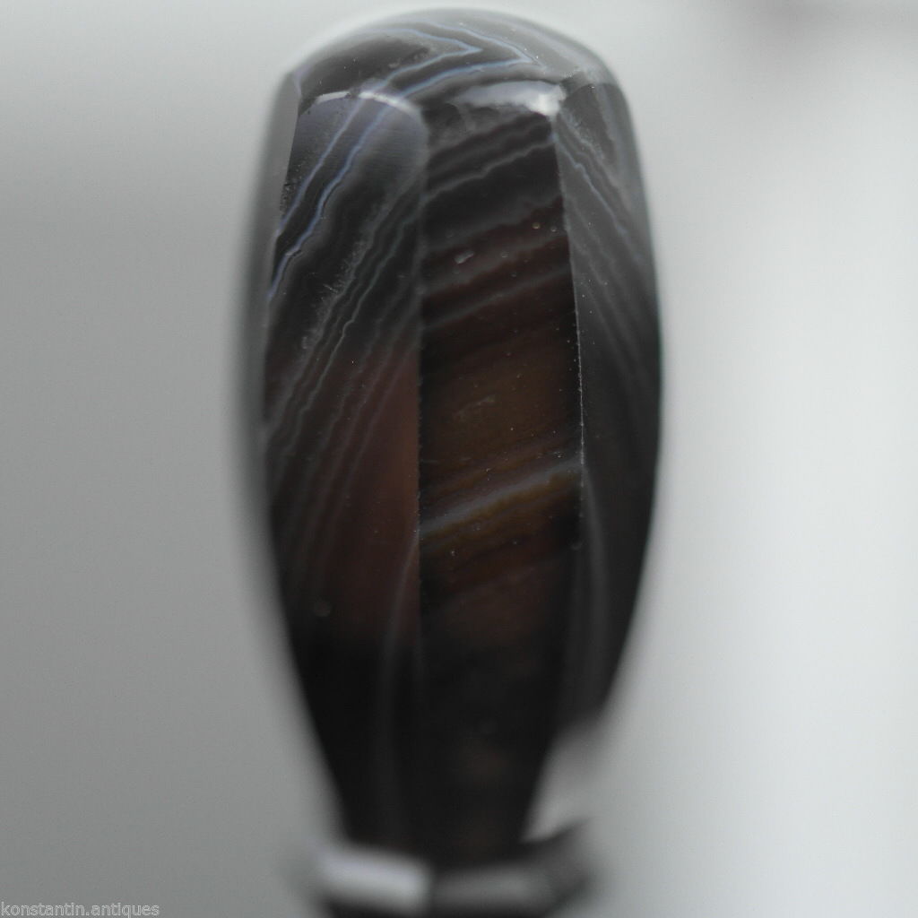 Antiguo sello de cera con mango de ágata natural de plata maciza del siglo XVIII M 