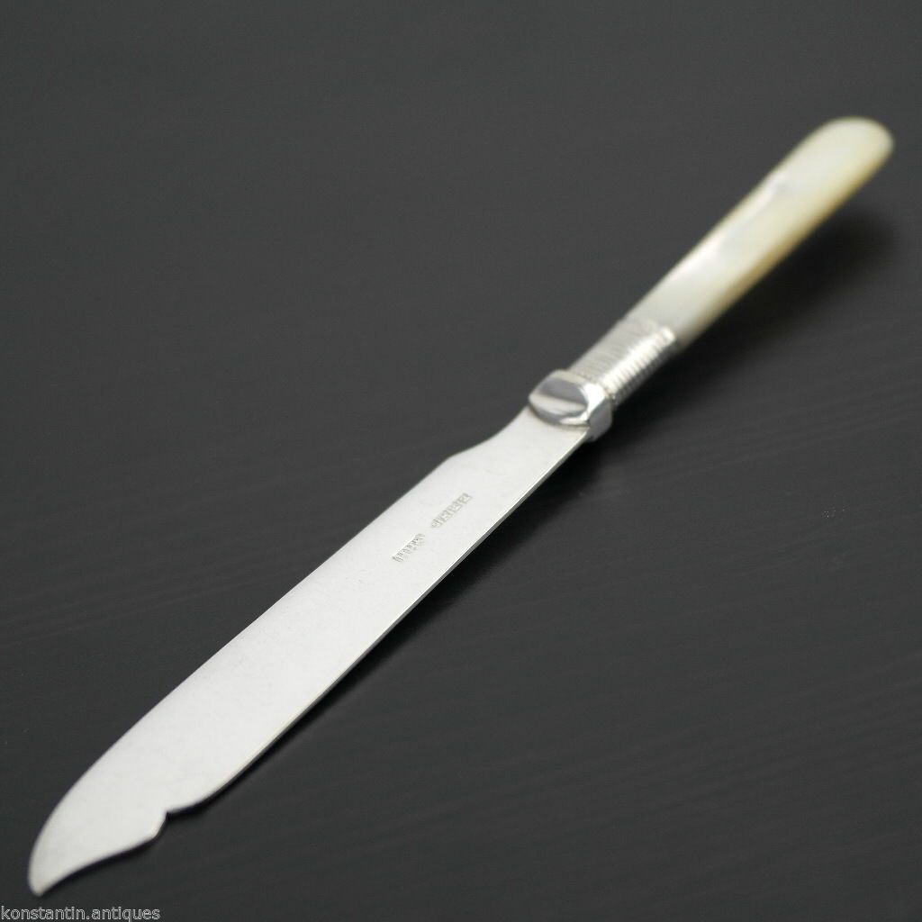 Antique silver plate tale knife mother of pearl Nacre handle British Empire