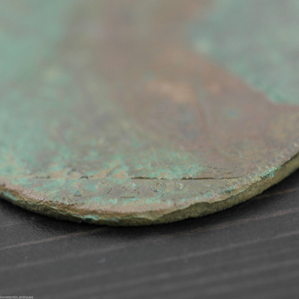 Vintage 1929 coin One penny George V of British Empire Bronze with patina