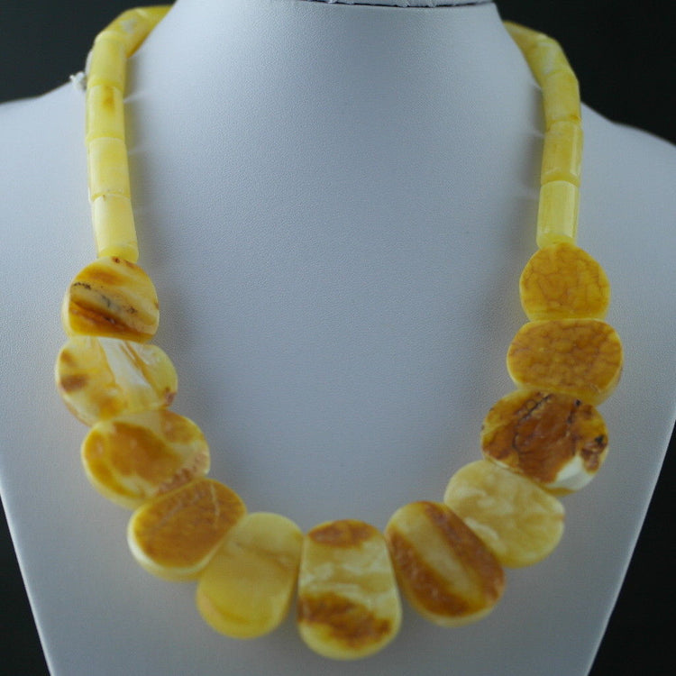 Elegant German Genuine Amber half beads necklace