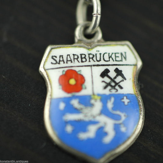 Vintage Saarbrücken Emaille 800 REU Silber Charm-Anhänger