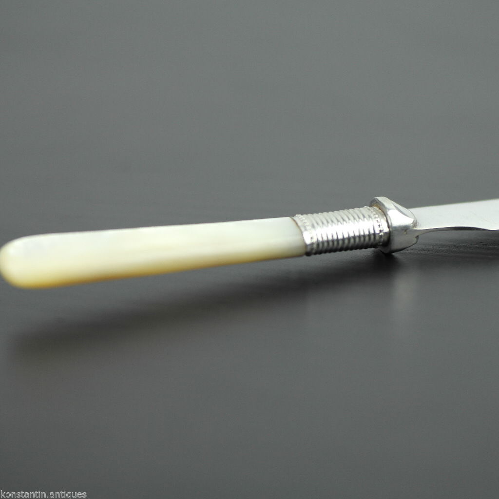 Antique silver plate tale knife mother of pearl Nacre handle British Empire