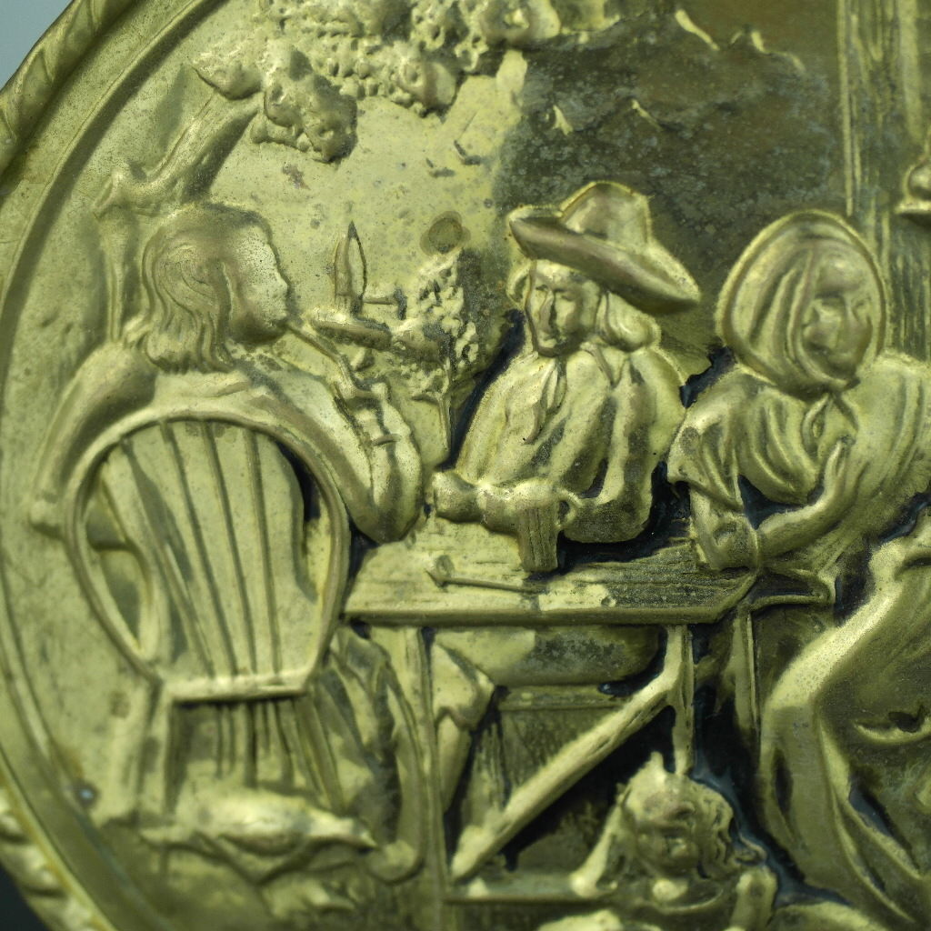 Vintage wall decor brass plate Antique home portrait heat resistant England