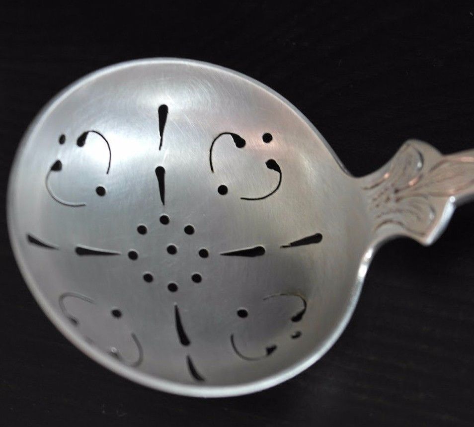 Antique solid silver powder sifter spoon Norway 830S TH Marthinsen
