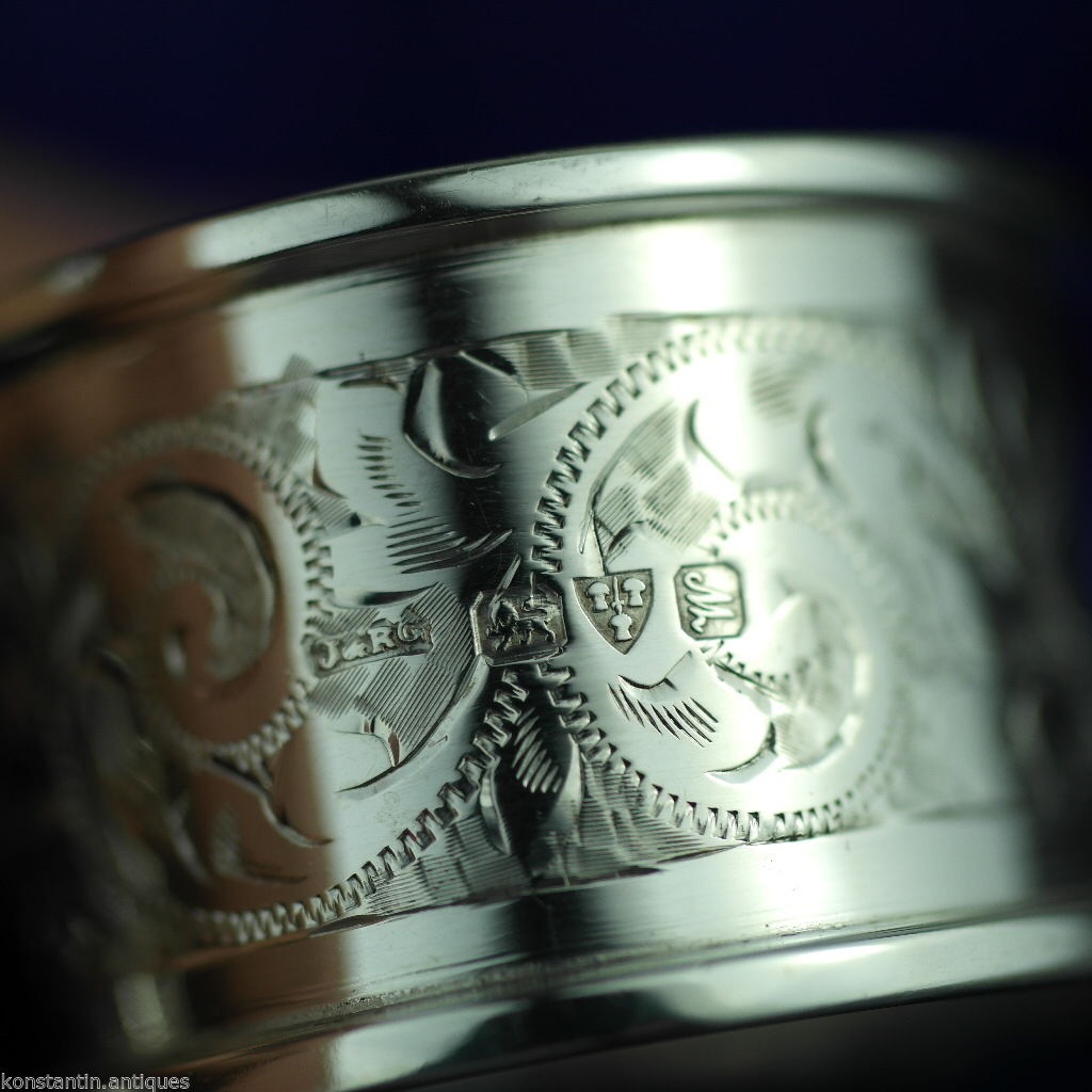 Antique 1912 sterling silver napkin rings set of two Chester boxed