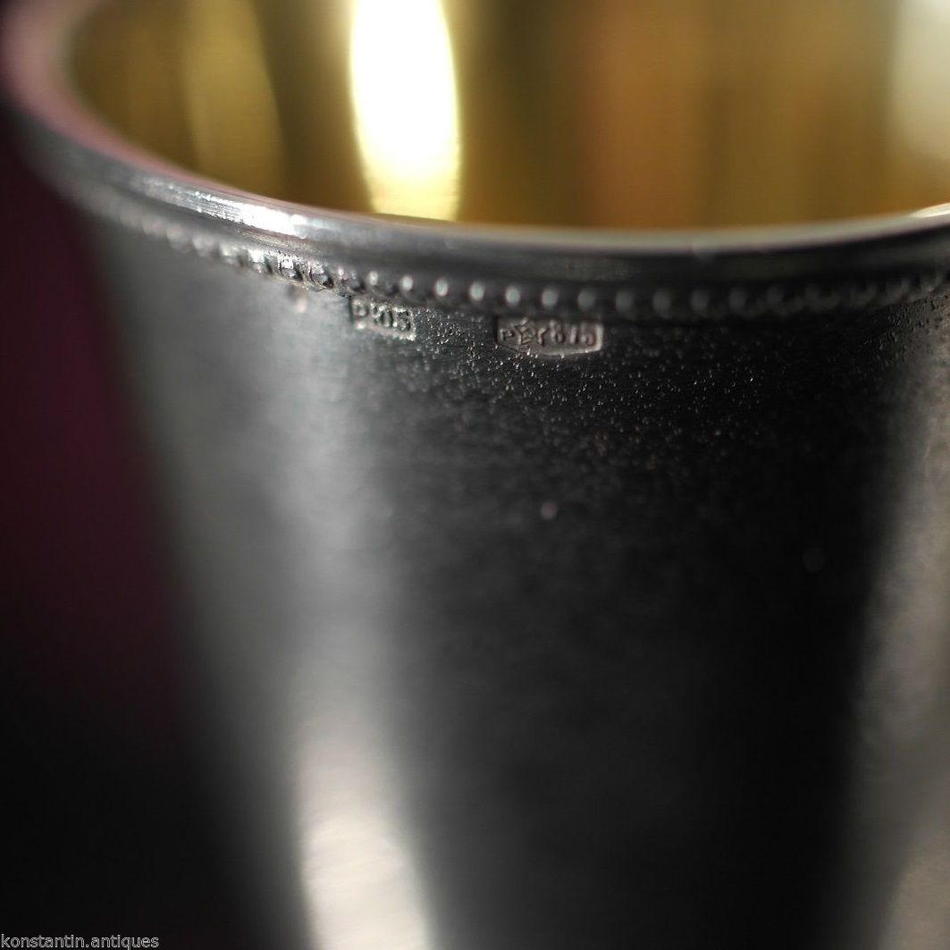 Vintage Russian solid silver gild Cups set of 4 Liqueur Vodka РЮ5 875 USSR