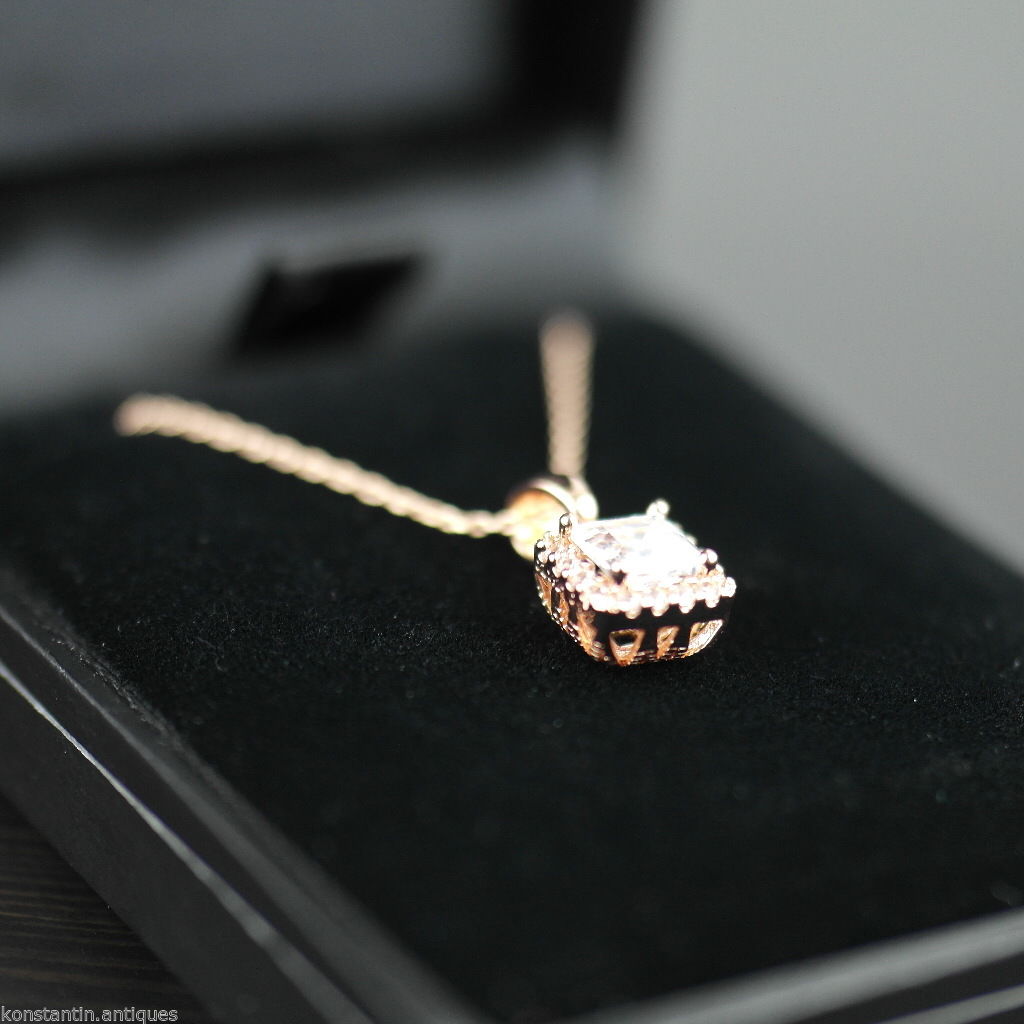 Stunning Gold Over sterling silver Clear stone pendant on chain 925 Genevive