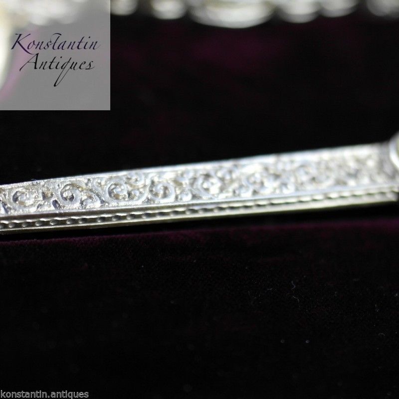 Antique 1905 gold plated sterling silver anointing spoons boxed London James Wakely & Frank Clarke Wheeler