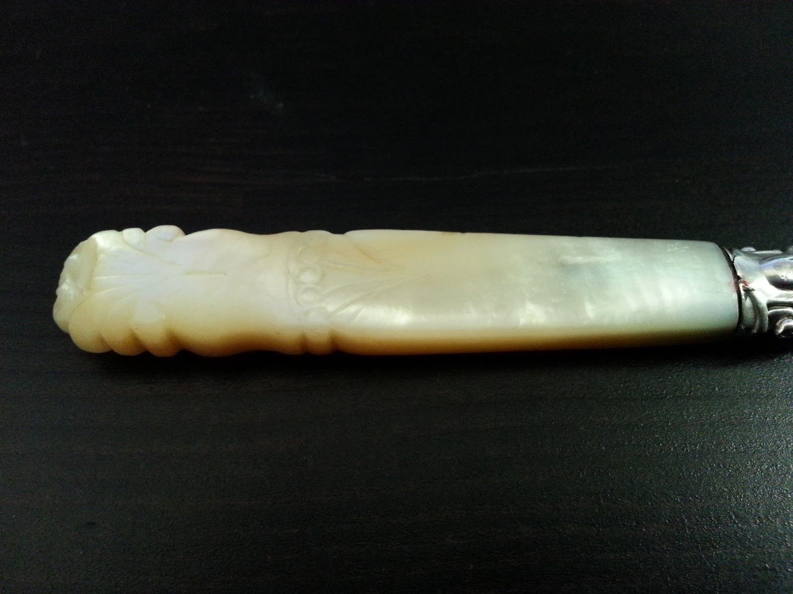 Antique 1853 sterling silver table fork Nacre MOP handle Sheffield