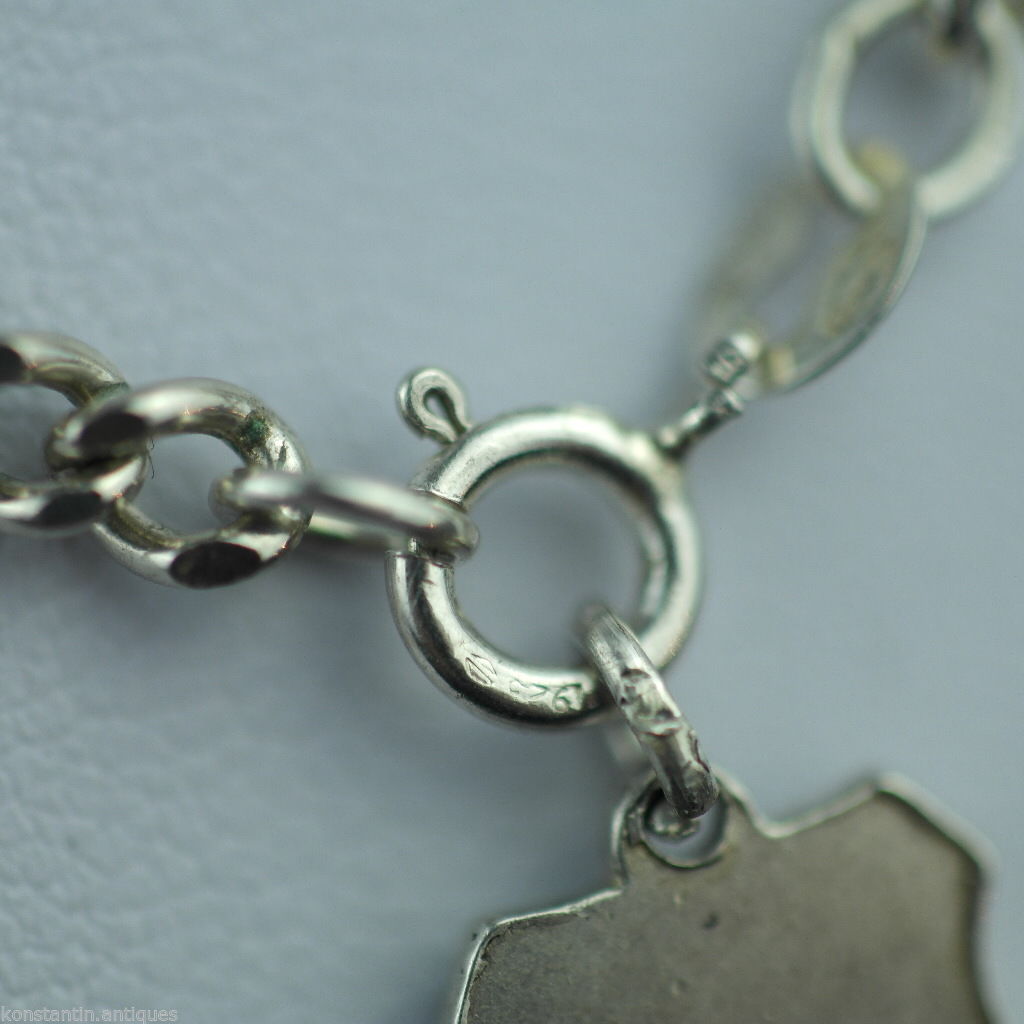 Colgante de esmalte de cadena de plata de ley antigua Hamburgo Alemania encanto regalo sólido