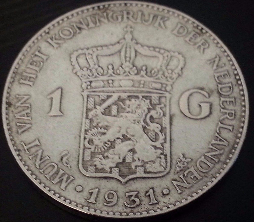 Jahrgang 1931 Silbermünze 1 Gulden Königin Wilhelmina der Niederlande 20. Jh
