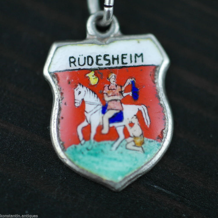 Vintage Rudesheim enamel 800 REU silver charm pendant
