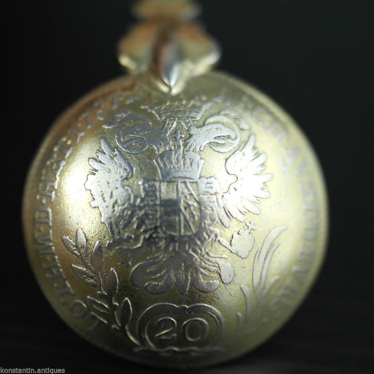 Antiker 1787 vergoldeter 20-Kreuzer-Münzlöffel aus massivem Silber IOSEPH Österreichisches Kaiserreich 800 Deutsch