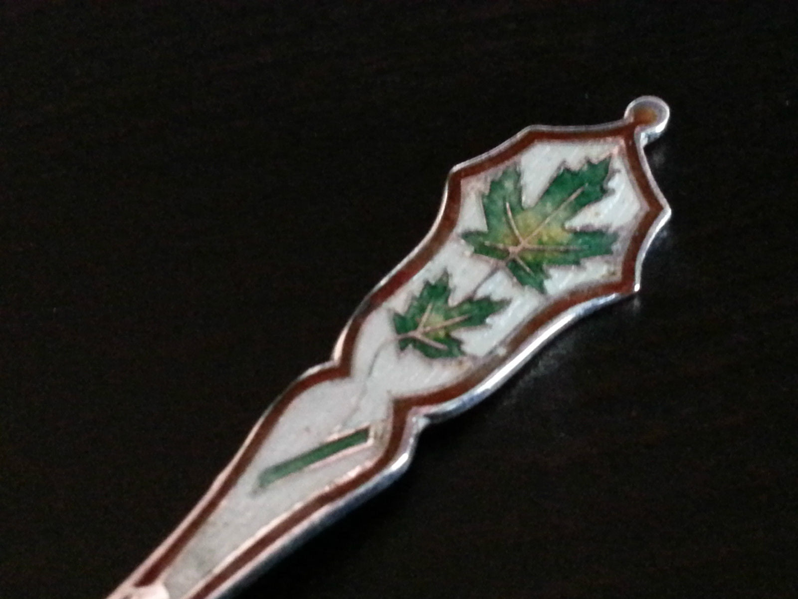 Cuchara de plata de ley con esmalte antiguo Montreal Canadá