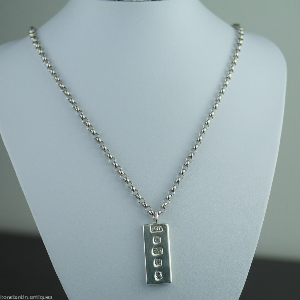 Jahrgang 1977 Sterling Silber Barrenanhänger an Kette Sheffield England